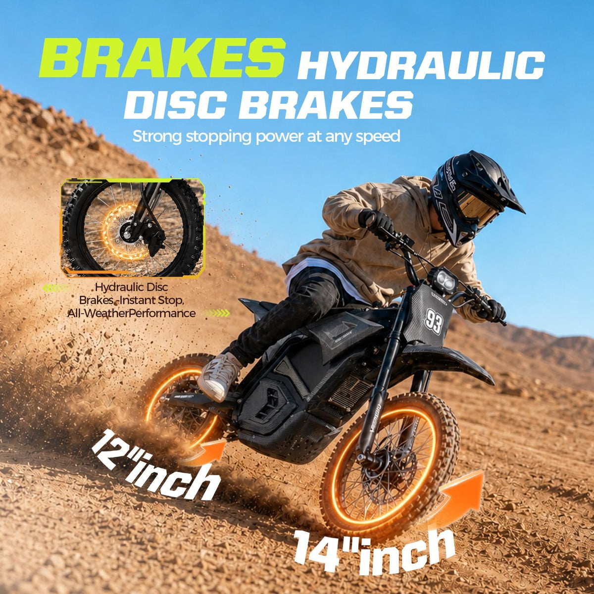 Electric Dirt Bike for Teens Adults, Mid-Drive Motor 3840W Peak, Electric Motorcycle 48V 23.4Ah Battery, 40Mph, Full Hydraulic Brakes and Suspensions Mountain Off-Road E Dirt Bike, Black/12+