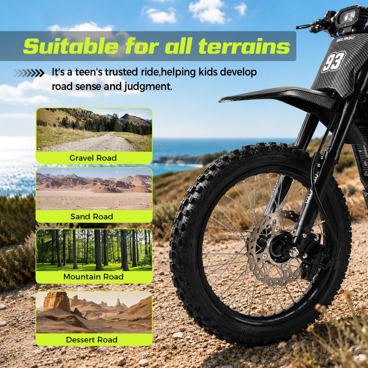 Electric Dirt Bike for Teens Adults, Mid-Drive Motor 3840W Peak, Electric Motorcycle 48V 23.4Ah Battery, 40Mph, Full Hydraulic Brakes and Suspensions Mountain Off-Road E Dirt Bike, Black/12+