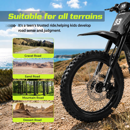 Electric Dirt Bike for Teens Adults, Mid-Drive Motor 3840W Peak, Electric Motorcycle 48V 23.4Ah Battery, 40Mph, Full Hydraulic Brakes and Suspensions Mountain Off-Road E Dirt Bike, Black/12+