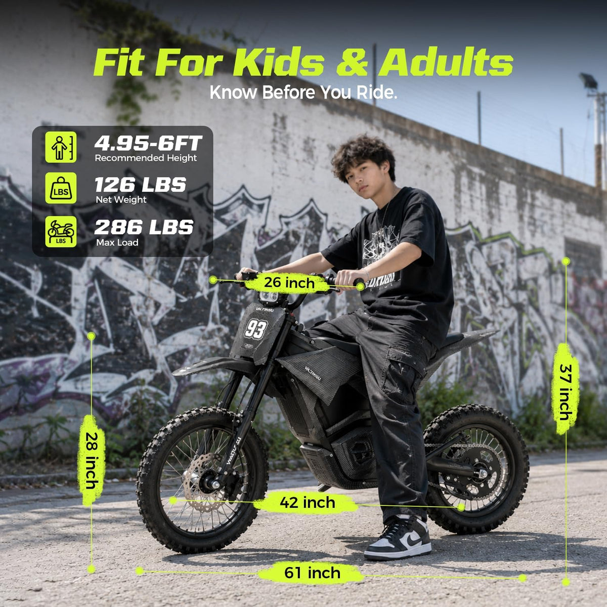 Electric Dirt Bike for Teens Adults, Mid-Drive Motor 3840W Peak, Electric Motorcycle 48V 23.4Ah Battery, 40Mph, Full Hydraulic Brakes and Suspensions Mountain Off-Road E Dirt Bike, Black/12+