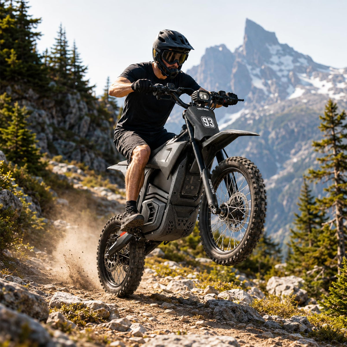 Electric Dirt Bike for Teens Adults, Mid-Drive Motor 3840W Peak, Electric Motorcycle 48V 23.4Ah Battery, 40Mph, Full Hydraulic Brakes and Suspensions Mountain Off-Road E Dirt Bike, Black/12+