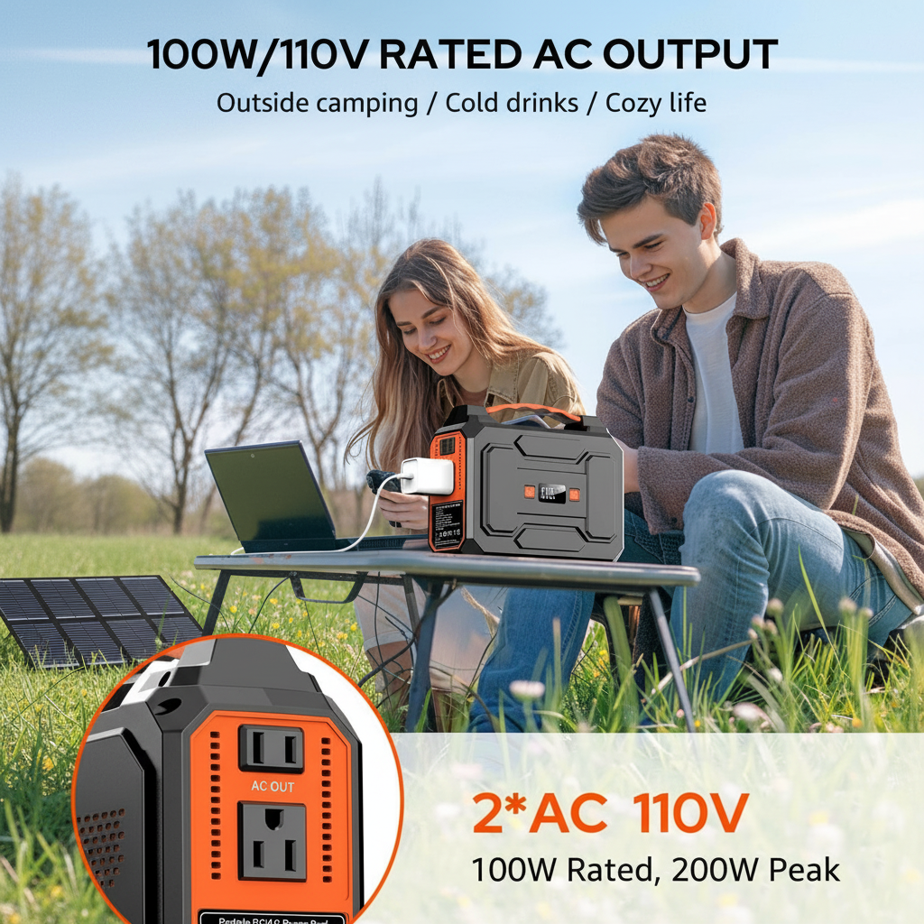Solar Powered Generator 200W Peak/100W Rated, Portable Solar Generator Power Station with Solar Panels 40W Included, 146Wh Solar Power Bank with AC Outlet 110V for Home Use Camping Outdoor Adventure