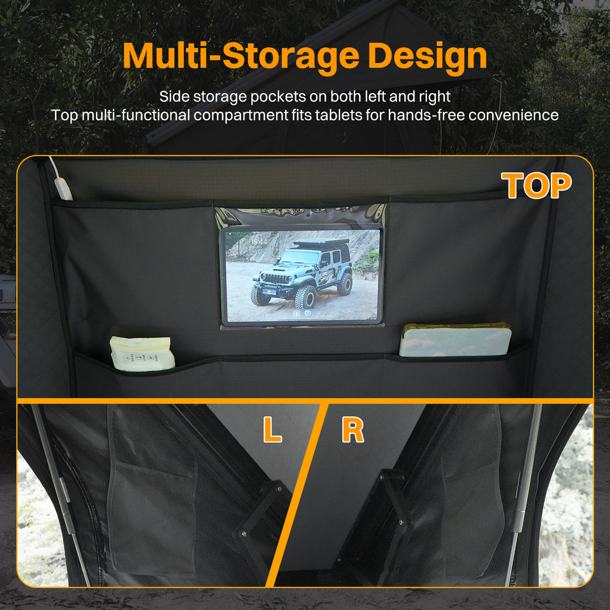 Roof Top Tent Hardshell Rooftop Tent for Van SUV Truck Car Overland Tent Camping for 2-3 Person with Ladder