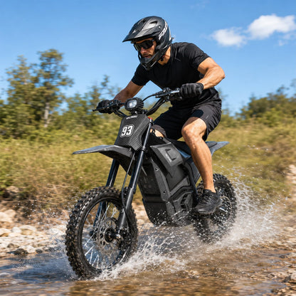 Electric Dirt Bike for Teens Adults, Mid-Drive Motor 3840W Peak, Electric Motorcycle 48V 23.4Ah Battery, 40Mph, Full Hydraulic Brakes and Suspensions Mountain Off-Road E Dirt Bike, Black/12+