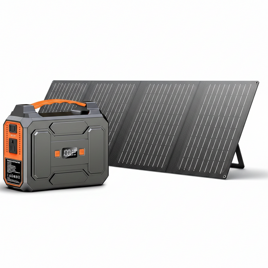 Solar Powered Generator 200W Peak/100W Rated, Portable Solar Generator Power Station with Solar Panels 40W Included, 146Wh Solar Power Bank with AC Outlet 110V for Home Use Camping Outdoor Adventure
